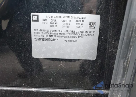 2014 Cadillac Xts Vsport Premium из США, поврежденный, VIN 2G61V5S8XE9138117